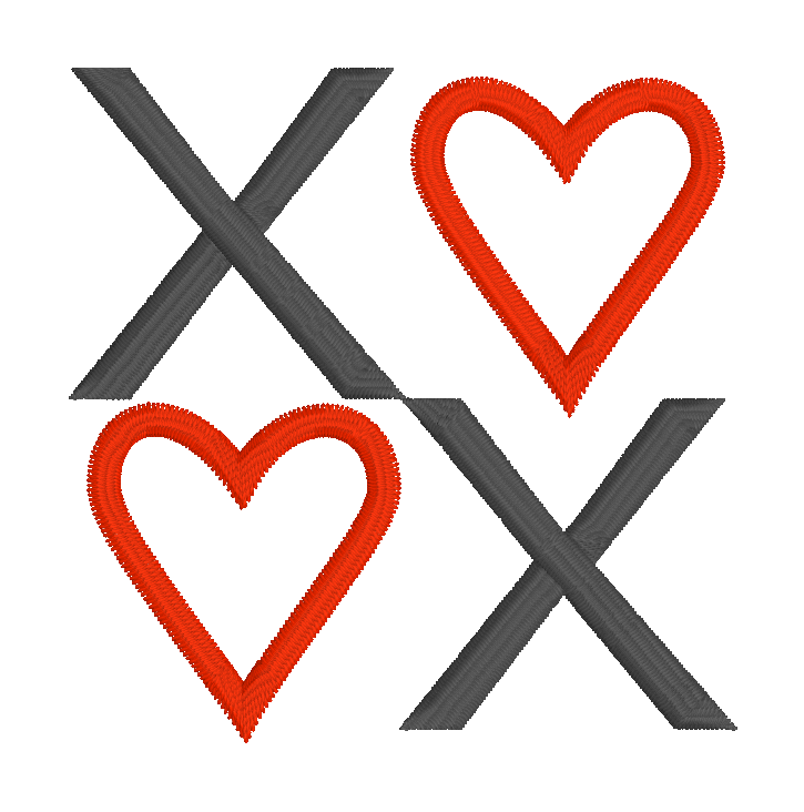 Heart XOXO 3 inch Satin Stitch - Embroidery File