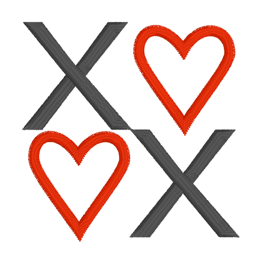 Heart XOXO 3 inch Satin Stitch - Embroidery File