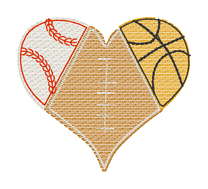 Trio Sports Heart - Embroidery File