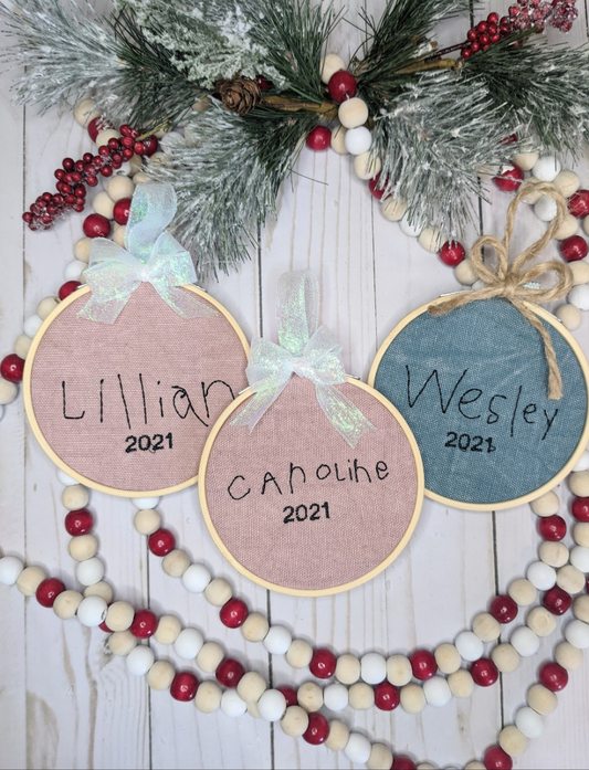 Handwritten Name Ornament